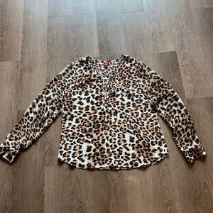 Leopard Print Long Sleeve Women's Top by GUESS size Large